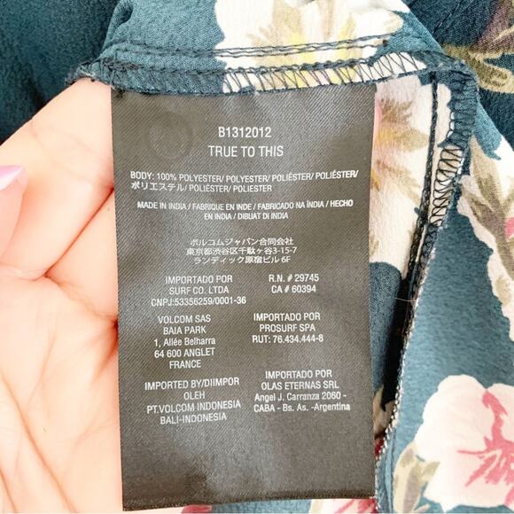 Volcom Emerald Green Haute Tropic Sun Floral Cami Slipdress Small NWOT - Picture 9 of 10